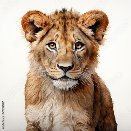 Watercolor Southern African Lion  clipart Illustration  Generative Ai