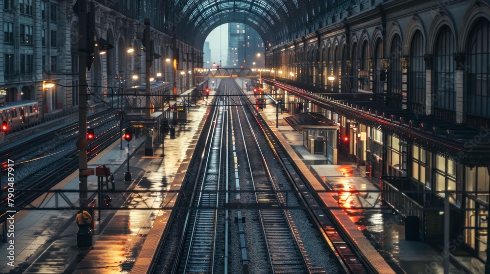 Obraz premium Journey Through Time: Captivating Photos of Trains and Stations