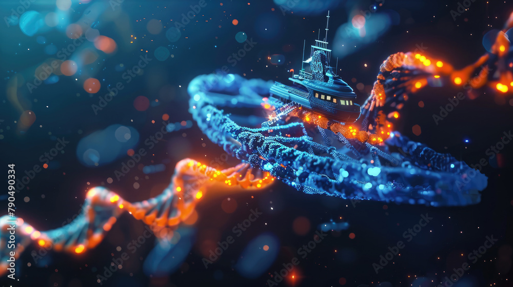 Nanotechnology Ship Sailing Along DNA