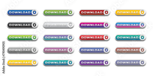 Download web button icons colorful buttons Vector illustration