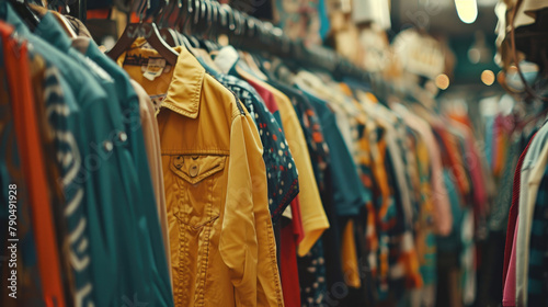 Second-Hand Clothing Store, Sustainable Clothing on Display