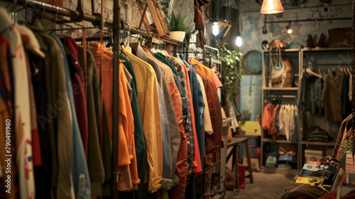 Second-Hand Clothing Store  Sustainable Clothing on Display