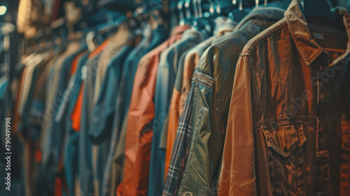 Second-Hand Clothing Store, Sustainable Clothing on Display