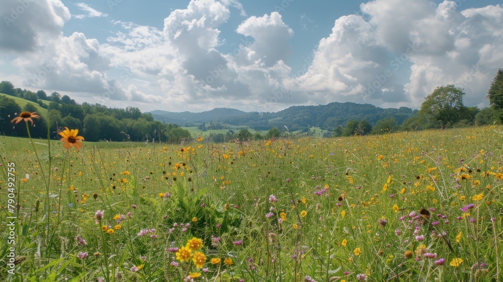 Explain the seasonal dynamics of meadow fields, including changes in vegetation and flower composition throughout the year​