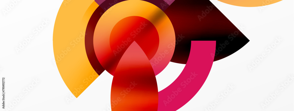 A vibrant carmine logo with a symmetrical arrow pointing right surrounded by a circular pattern. Closeup details reveal tints and shades in the artful design