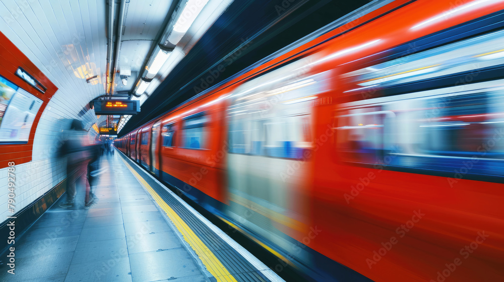 Speeding Red Tube Train Captured in Dynamic Motion Blur Speeding Red Tube Train Captured in Dynamic Motion Blur