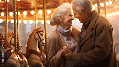 Explore the theme of nostalgia and the passage of time as an elderly couple revisits their favorite carousel from their youth, reminiscing about the memories they shared together