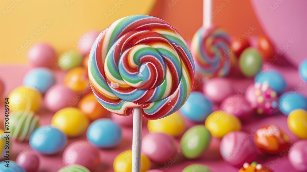 The concept of National Candy Day, top view. Copy space area for text. Background, banner, template, events card The concept of National Candy Day, top view. Copy space area for text. Background, banner, template, events card