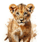 Watercolor Southern African Lion, clipart Illustration, Generative Ai