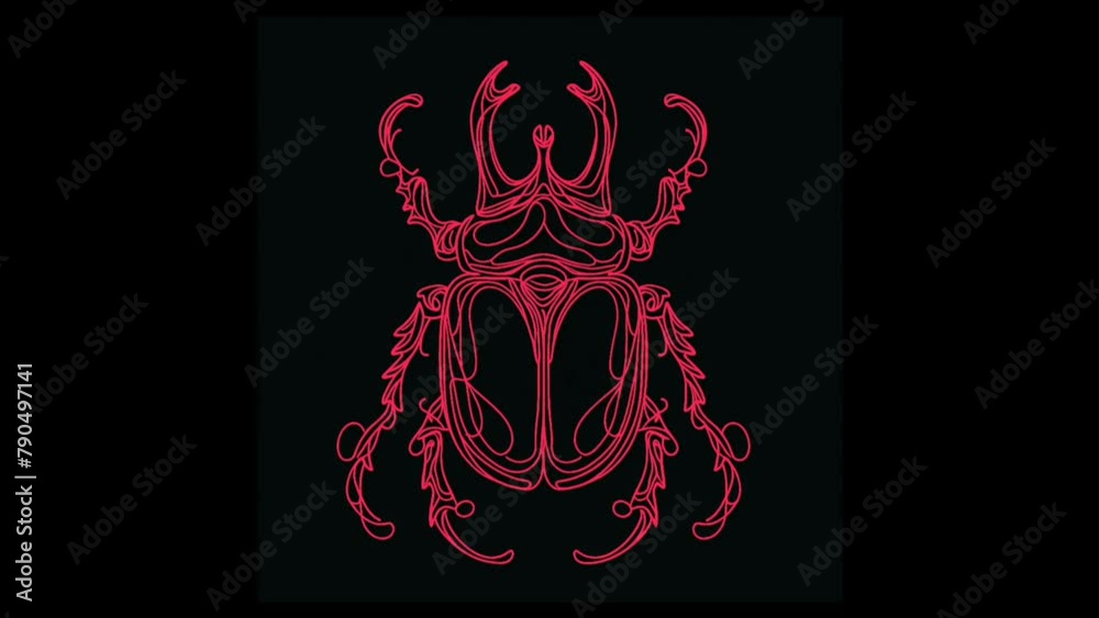 A Hercules bee set against a dark background. Beetle color line style. A Hercules bee set against a dark background. Beetle color line style.