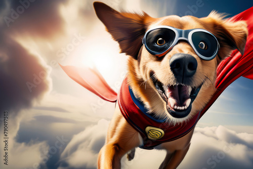 superhero dog with sunglasses