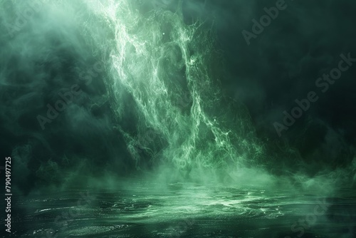 Eerie emerald glow emanating from an unknown origin photo