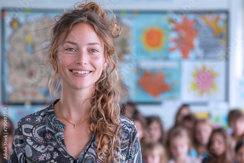 Wallpaper Mural Australian teacher is educating her students in front of the class Torontodigital.ca