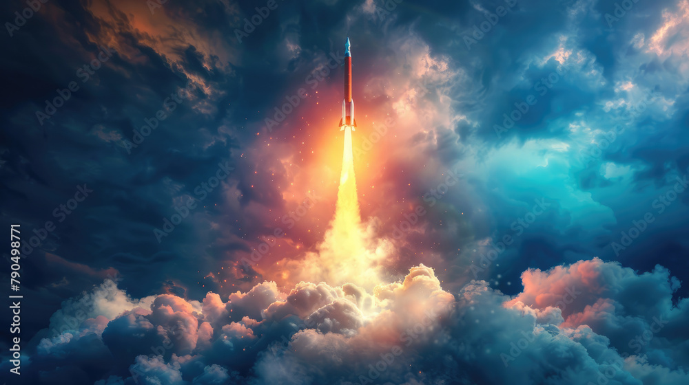 Fototapeta premium Hypersonic Missile Launch, Cutting-Edge Weapon Technology Concept