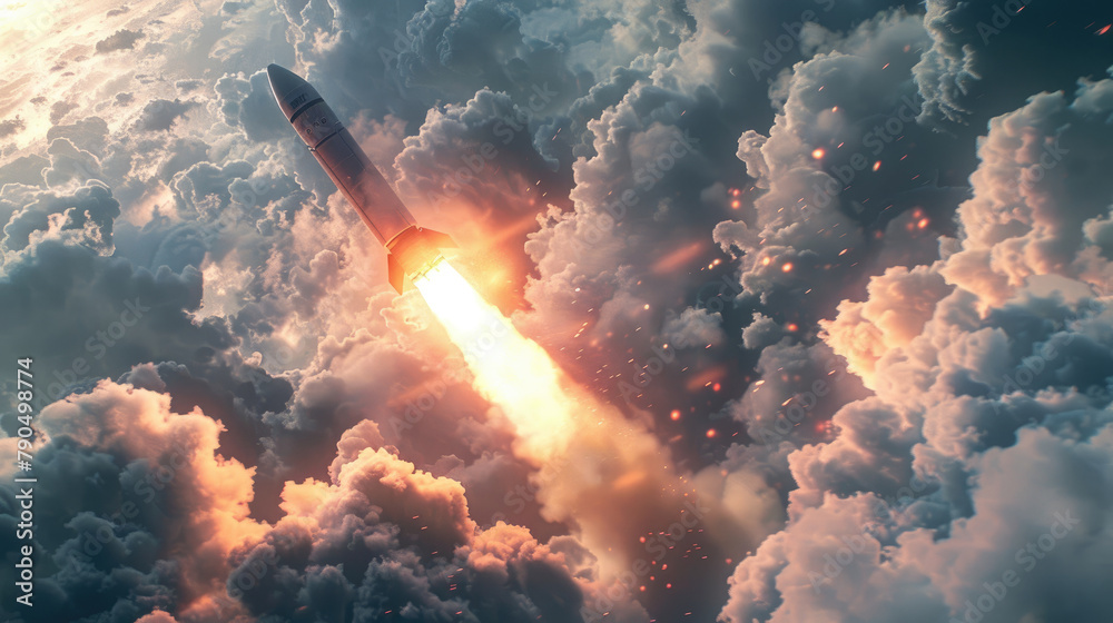Hypersonic Missile Launch, Cutting-Edge Weapon Technology Concept Hypersonic Missile Launch, Cutting-Edge Weapon Technology Concept