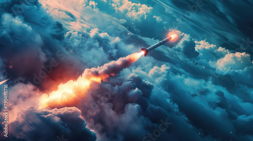 Hypersonic Missile Launch, Cutting-Edge Weapon Technology Concept