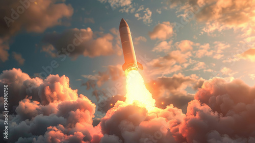 Hypersonic Missile Launch, Cutting-Edge Weapon Technology Concept