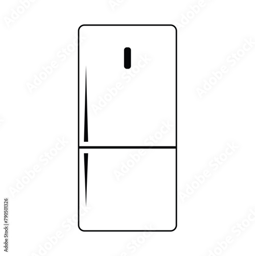 ne single line drawing of luxury two door refrigerator home appliance. New classic grey cooler icebox frig with Illustration style doodle and line art
