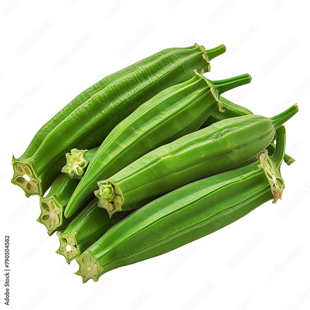 Natural and Fresh Okra Isolated On White Background Natural and Fresh Okra Isolated On White Background