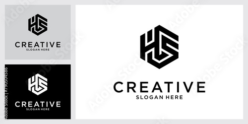 HS or SH Initial letter logo design vector