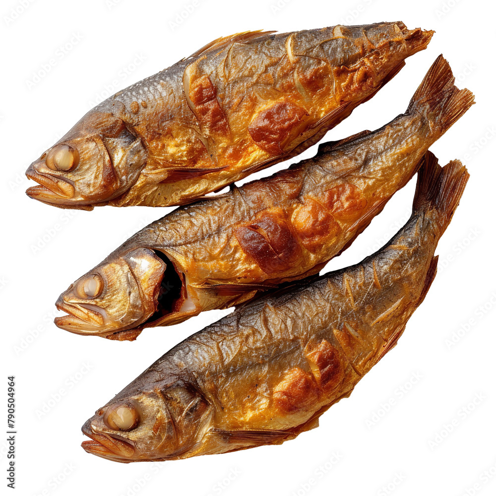 Tasty Dried and Fried Fish Isolated On White Background Tasty Dried and Fried Fish Isolated On White Background
