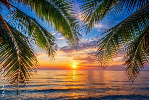 sunset on the beach  palm trees on the beach