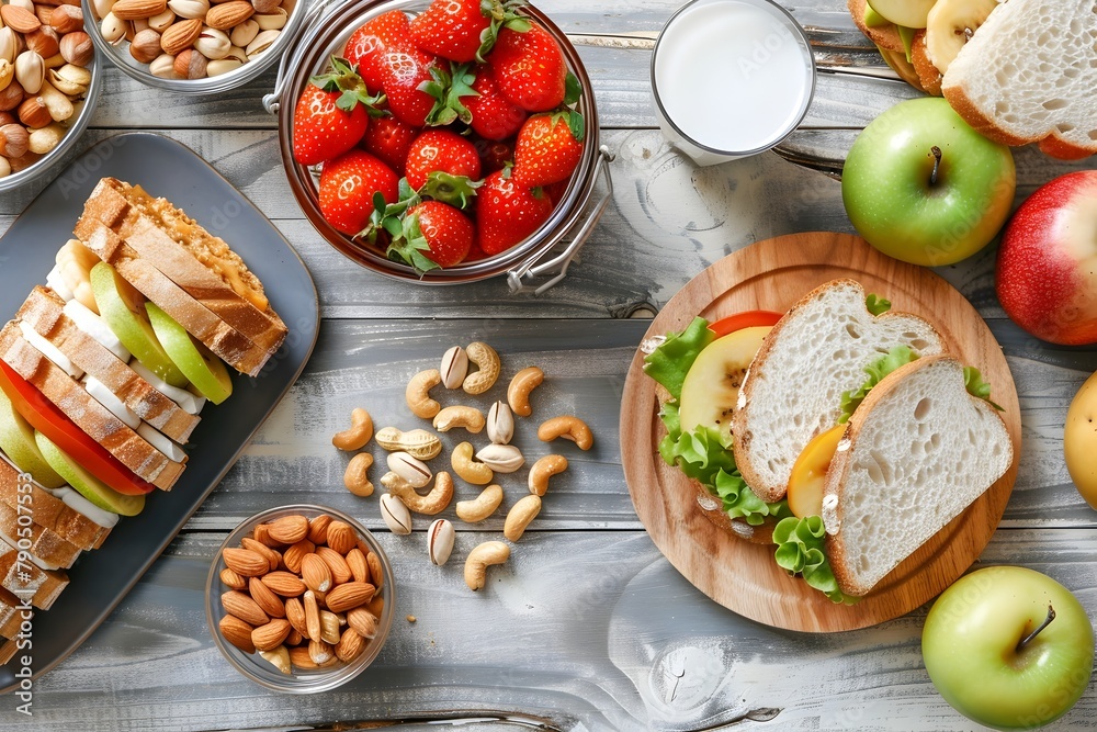 Visually Appealing Assortment of Beach-Friendly Snacks for a Healthy and Delicious Outdoor Experience Visually Appealing Assortment of Beach-Friendly Snacks for a Healthy and Delicious Outdoor Experience