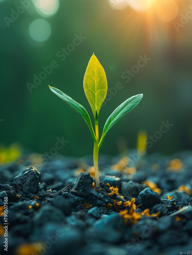 sprout growing from soil Fresh Green Sprout: Symbol of Renewal