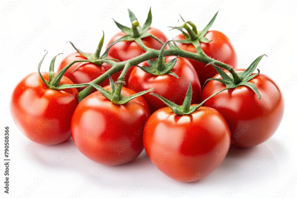 tomatoes on a vine, isolated white background tomatoes on a vine, isolated white background
