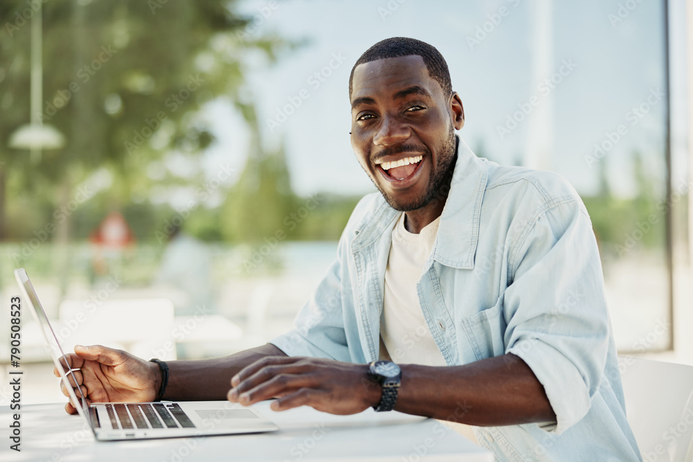 Business man happy laptop male technology person adult