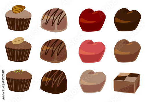 バレンタインに贈るチョコレートのイラストセット