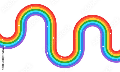 wavy line rainbow with sparkle border decoration illustration vector