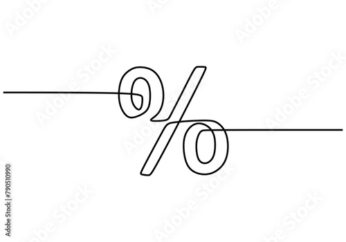 percent symbol continuous one line drawing art. photo