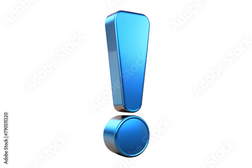 3d exclamation mark, blue exclamation isolated white background