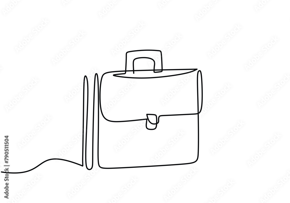 briefcase working bag is drawn by a single line on a white background briefcase working bag is drawn by a single line on a white background