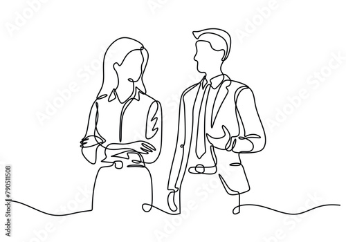 continuous line drawing of business meeting