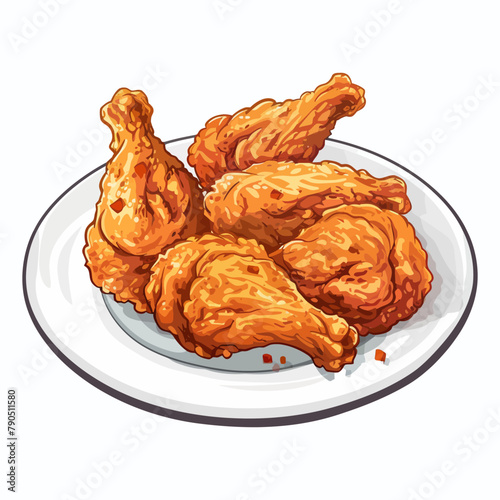 Fried chicken on a plate vector illustration