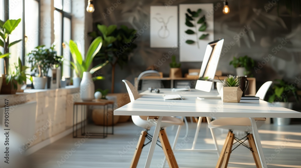 Fototapeta premium Artistic Office Space with Botanical Accents