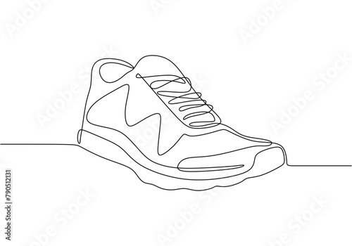 Sport Sneaker shoes in continuous line art drawing style