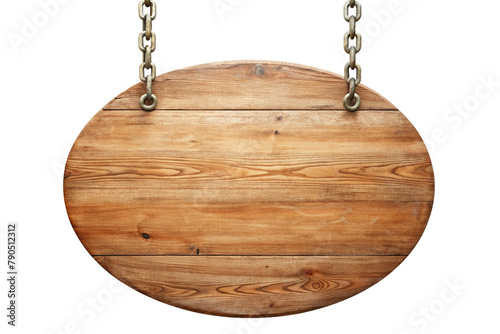 signboard isolated on white background, iron sign round hanging by chains cutout isolate