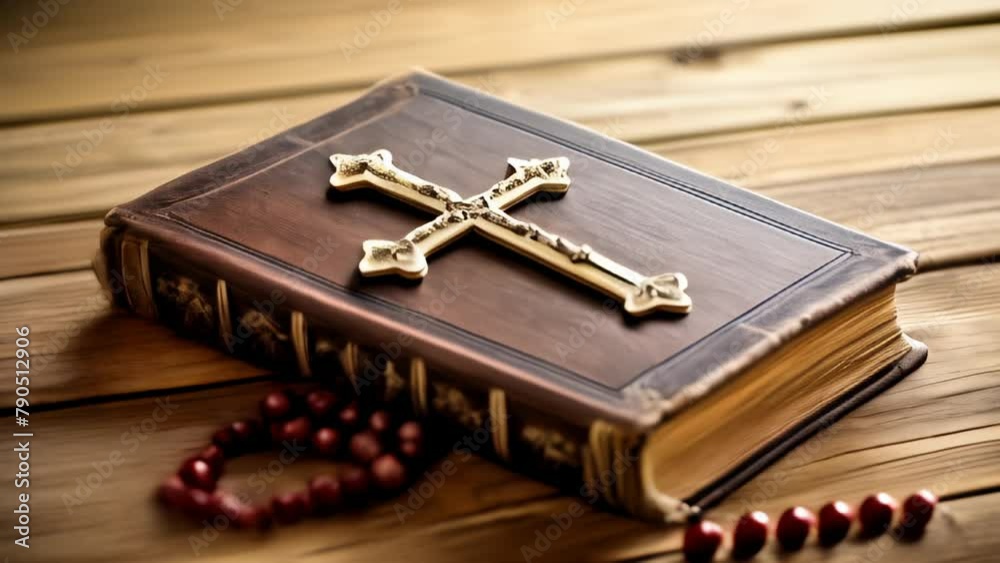 Ancient tome with a cross evoking a sense of history and faith Ancient tome with a cross evoking a sense of history and faith