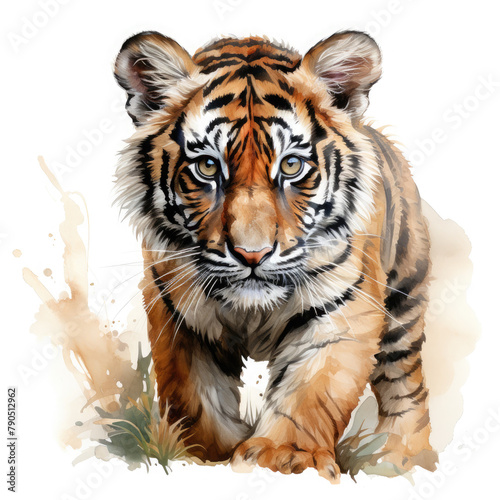 Watercolor Sumatran tiger  clipart Illustration  Generative Ai