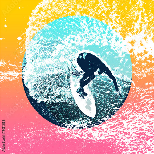 surf, ilustracion, olas, silueta, pegatina, surfista, vector	