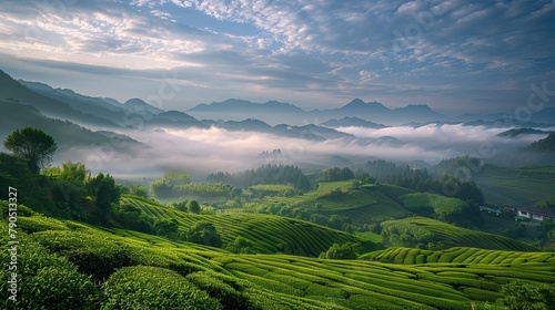 Landscape photography  spring  Wuyi Mountains  China  tea plantations  clouds