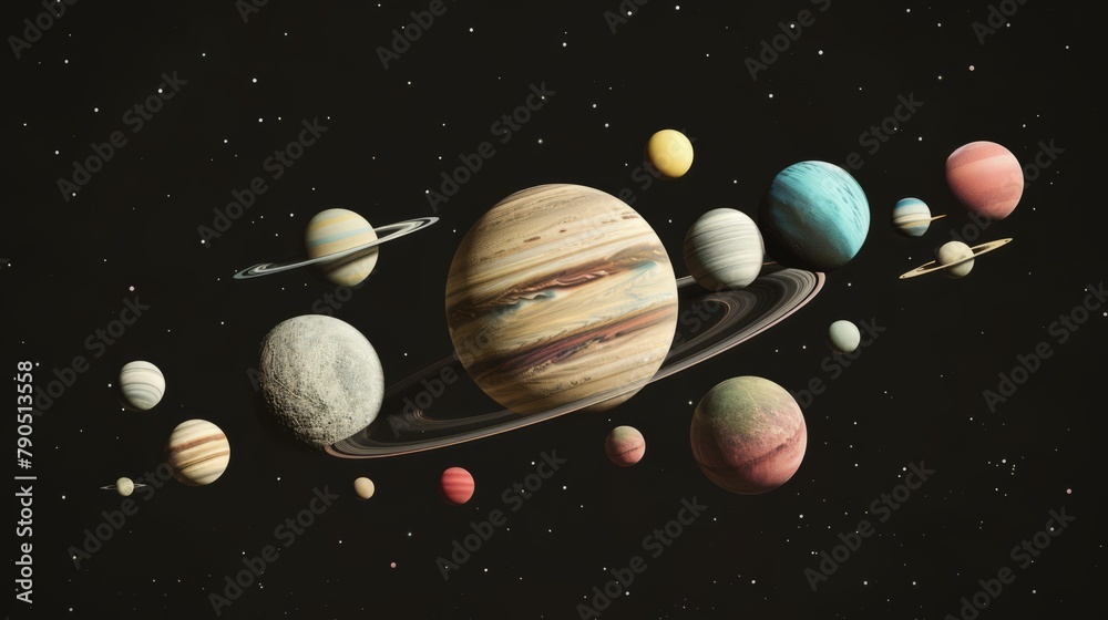 Fototapeta premium Background materials: Illustrations of Cosmic Planets and Aerospace Themes