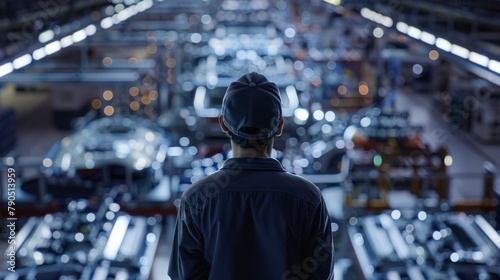 A man standing in a factory and looking at the production line.