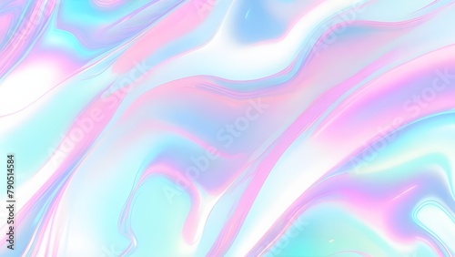 Holographic background seamless trendy iridescent light foil texture. Soft holographic pastel unicorn marble background pattern. Modern pearlescent blurry abstract swirl illustration.