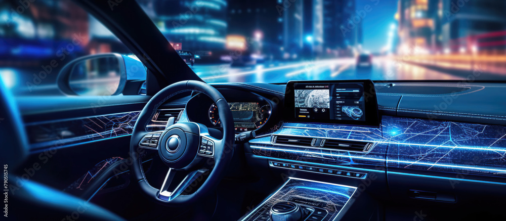 futuristic vehicle and graphical user interface, Urban Autonomous Driving