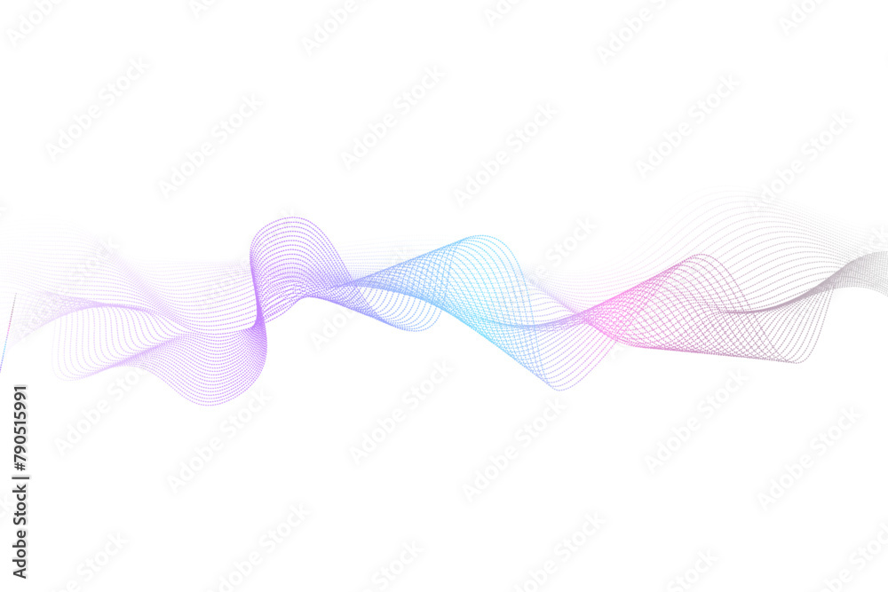 Blue and purple particles wave pattern, gradient color isolated on white background. Vector in technology, science, music, modern. Blue and purple particles wave pattern, gradient color isolated on white background. Vector in technology, science, music, modern.