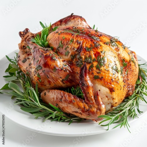 Classic whole roasted turkey with fresh herbs